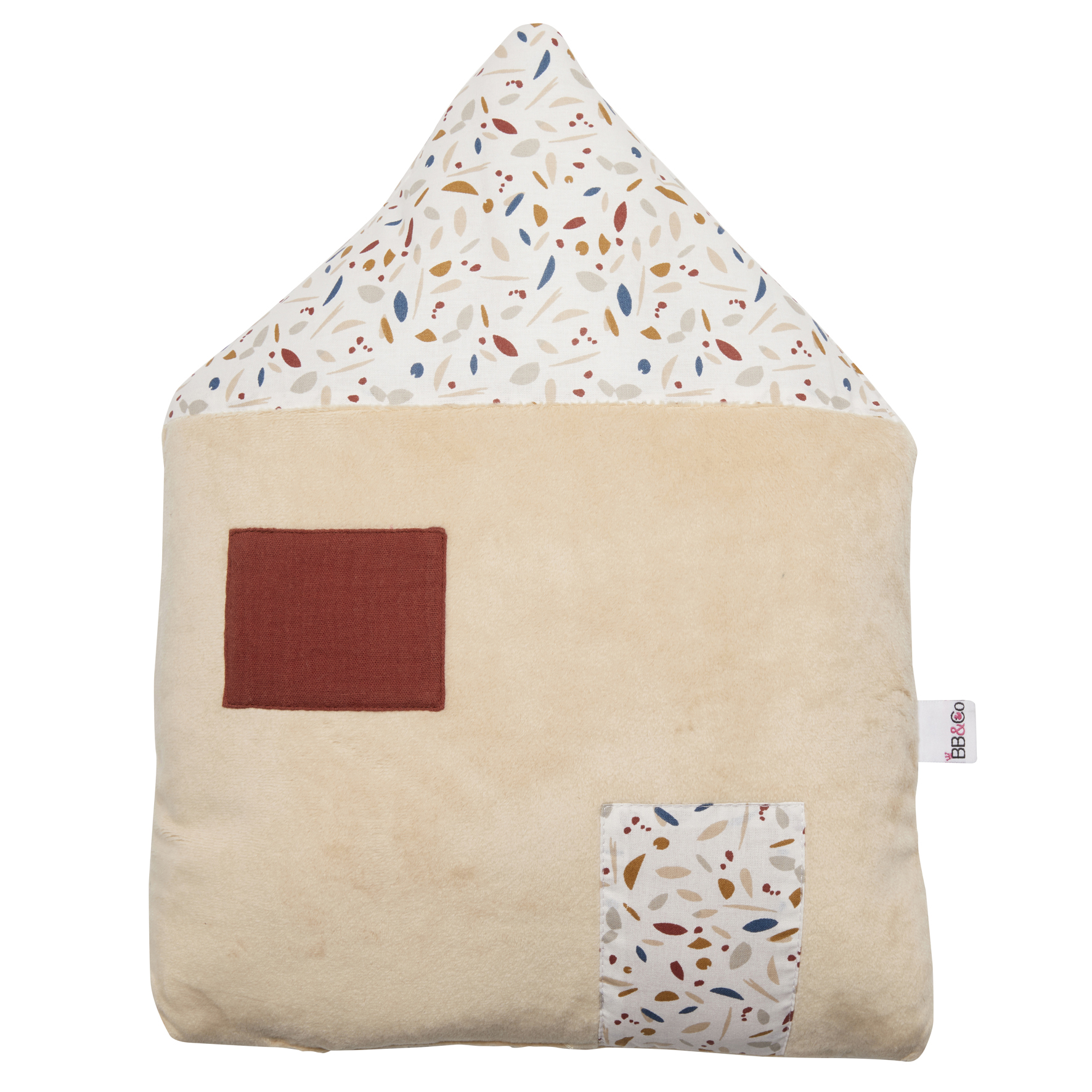 BB&Co - Coussin déco forme feuille gaze de coton - Caramel Forest p