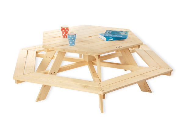 Ensemble Table-Bancs Pinolino Nicki Hexagonal - Naturel