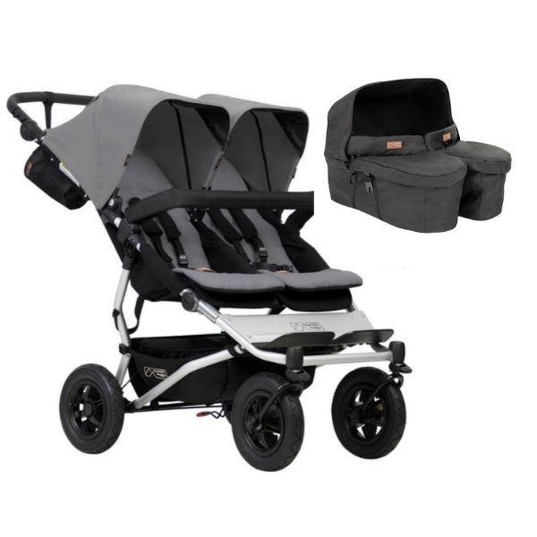 Poussette Double Mountain Buggy Duet V3.2 - Silver + Nacelle Jumeaux