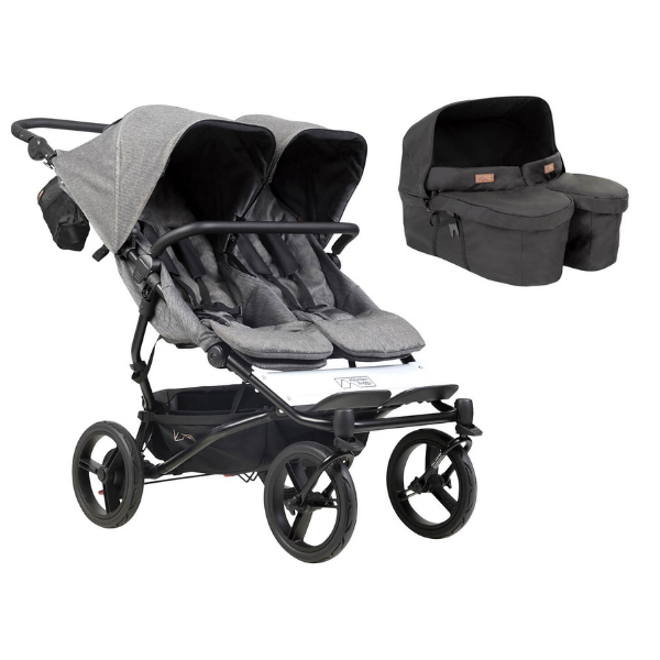 Poussette Double Mountain Buggy Duet V3.2 Luxury Edition - Herringbone + Nacelle Jumeaux