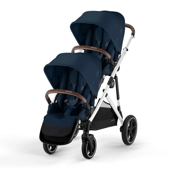 Poussette Double Cybex Gazelle S - Châssis Silver/ Assises Ocean Blue