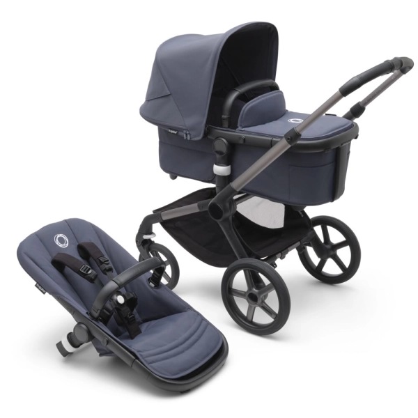 Poussette Bugaboo Fox 5 - Châssis Graphite + Nacelle - Bleu Tonnerre