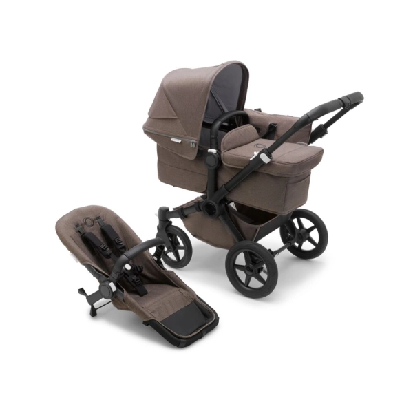 Poussette Bugaboo Donkey 5 Mono Mineral - Châssis Noir + Nacelle - Taupe