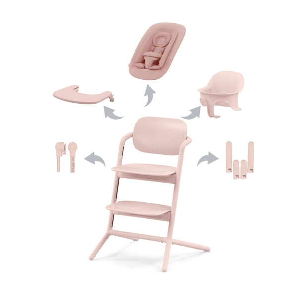 Chaise Haute Cybex Lemo 2 Set 4-en-1 + Transat - Pearl Pink