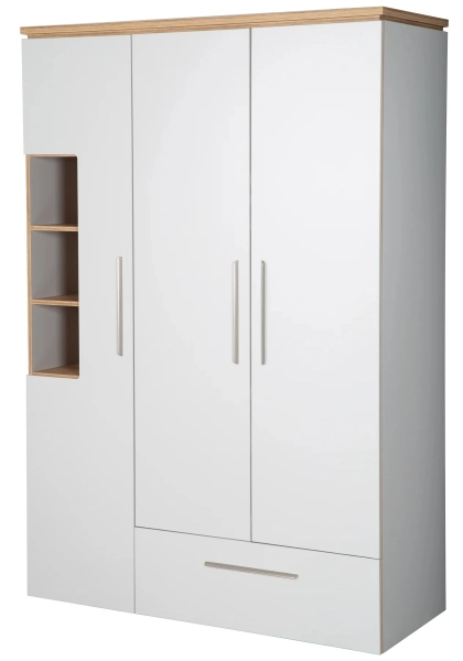 Armoire 3 Portes Roba Tobi - Gris clair / Bois