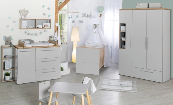 Chambre Roba Tobi - Gris clair / Bois