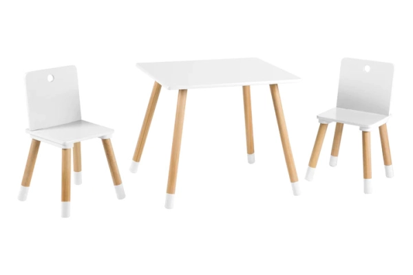 Ensemble Chaises-Table Roba - Blanc/Naturel