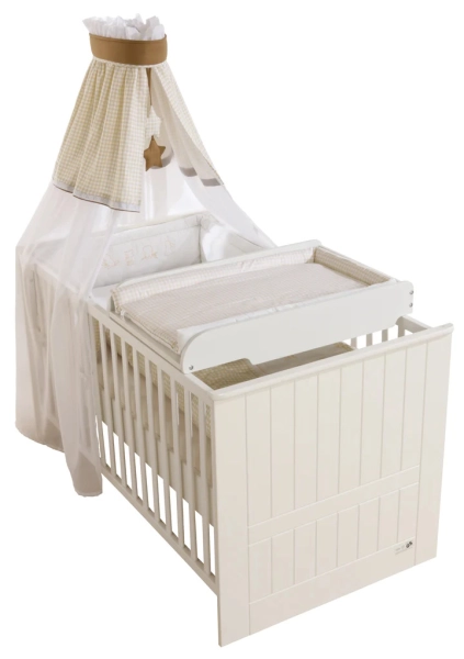 Plan à Langer Roba - Blanc + Matelas à Langer - Vichy Beige