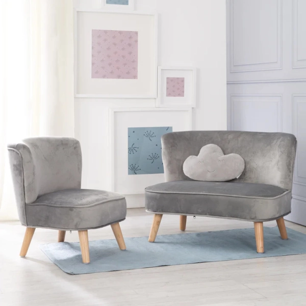 Set 'Lil Sofa Maxi Roba Canapé + Fauteuil + Coussin Nuage - Gris