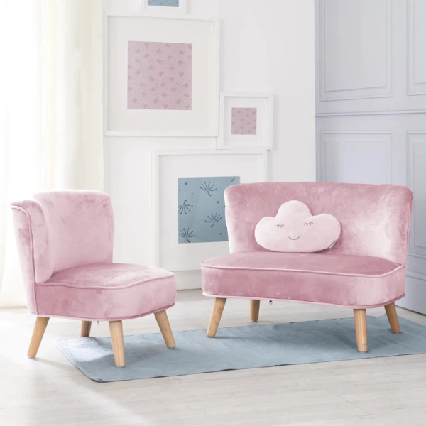 Set 'Lil Sofa Maxi Roba Canapé + Fauteuil + Coussin Nuage - Rose