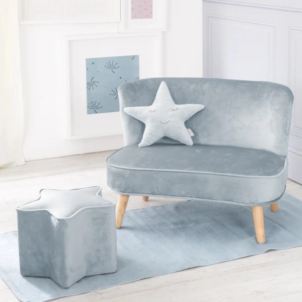 Set 'Lil Sofa Midi Roba Canapé + Tabouret Étoile + Coussin Étoile - Bleu