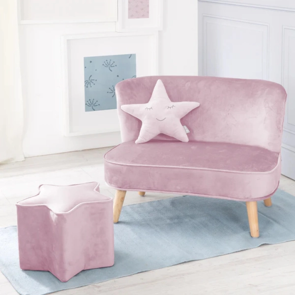 Set 'Lil Sofa Midi Roba Canapé + Tabouret Étoile + Coussin Étoile - Rose