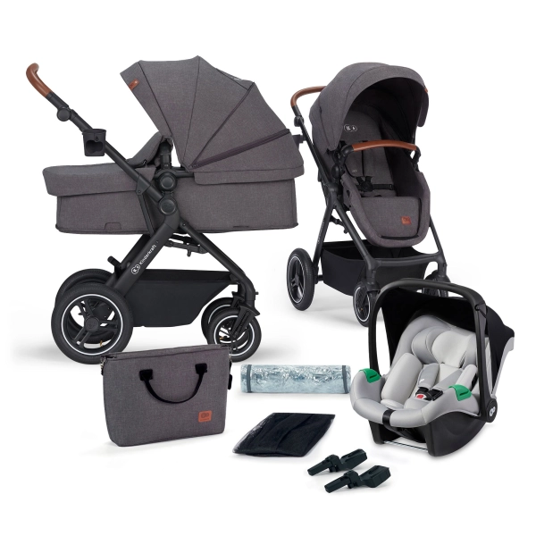 Poussette Kinderkraft B-Tour + Nacelle + Coque Auto Mink Pro - Dark Grey