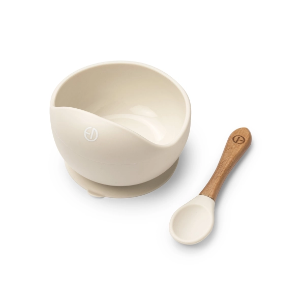 Ensemble Repas Elodie Bol Silicone + Cuillère - Vanilla White