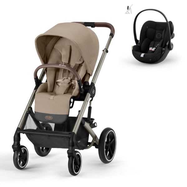 Poussette Cybex Balios S Lux - Châssis Taupe/Almond Beige + Cloud G i-Size - Moon Black