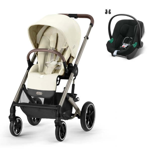 Poussette Cybex Balios S Lux - Châssis Taupe + Nacelle - Seashell Beige + Coque Auto Aton B2 - Volcano Black