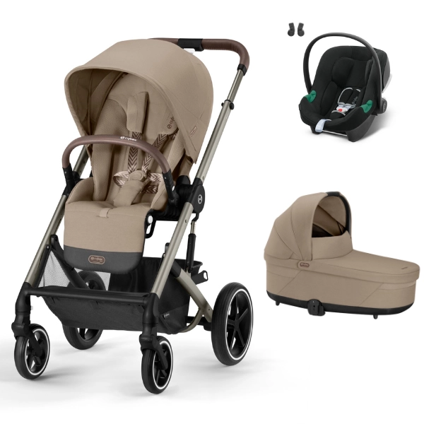 Poussette Cybex Balios S Lux - Châssis Taupe + Nacelle - Almond Beige + Coque Auto Aton B2 - Volcano Black