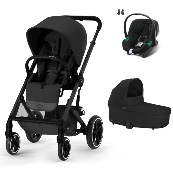 Poussette Cybex Balios S Lux - Châssis Black + Nacelle - Moon Black + Coque Auto Aton B2 - Volcano Black