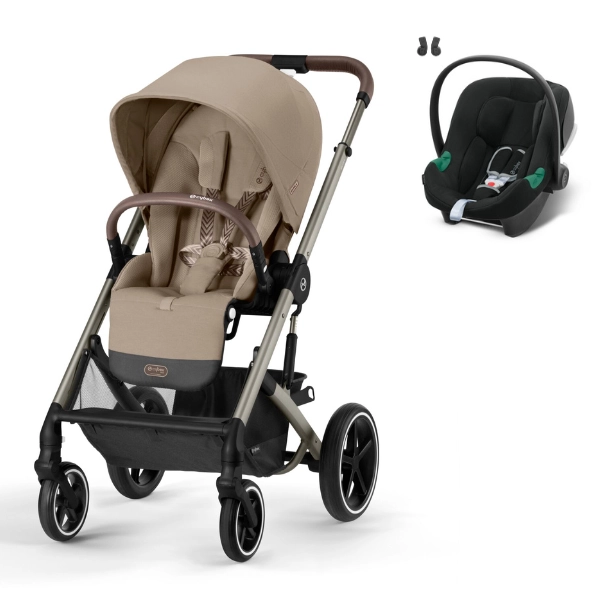 Poussette Cybex Balios S Lux - Châssis Taupe/ Almond Beige + Coque Auto Aton B2 - Volcano Black