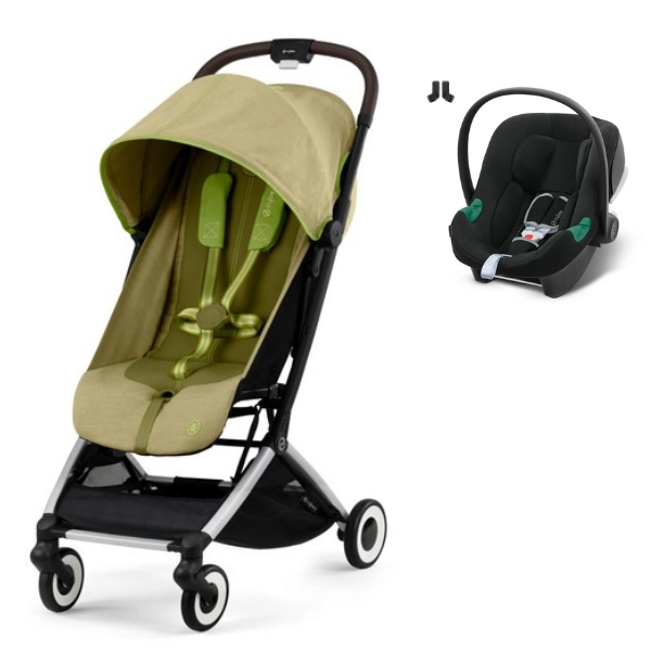 Poussette Cybex Orfeo - Nature Green + Coque Auto Aton B2 - Volcano Black