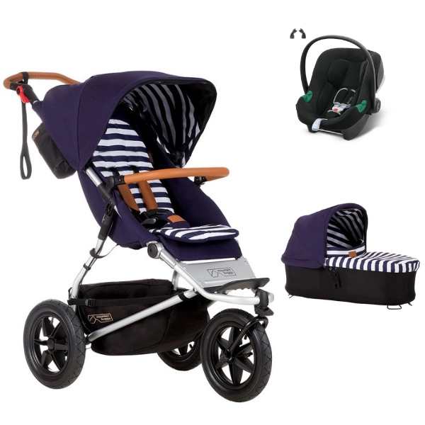 Poussette Mountain Buggy Urban Jungle + Nacelle Plus - Nautical + Coque Cybex Aton B2 - Volcano Black