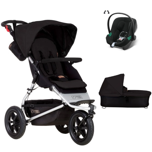 Poussette Mountain Buggy Urban Jungle + Nacelle Plus - Black + Coque Cybex Aton B2 - Volcano Black