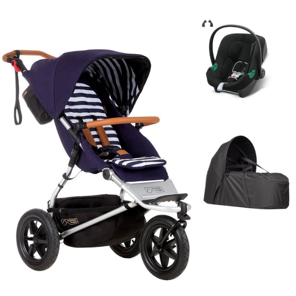 Poussette Mountain Buggy Urban Jungle - Nautical + Cocoon V2 + Coque Auto Cybex Aton B2 - Volcano Black