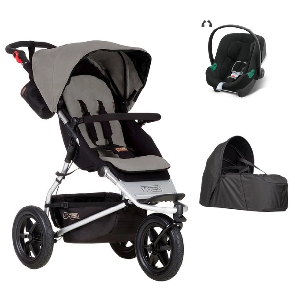 Poussette Mountain Buggy Urban Jungle - Silver + Cocoon V2 + Coque Auto Cybex Aton B2 - Volcano Black