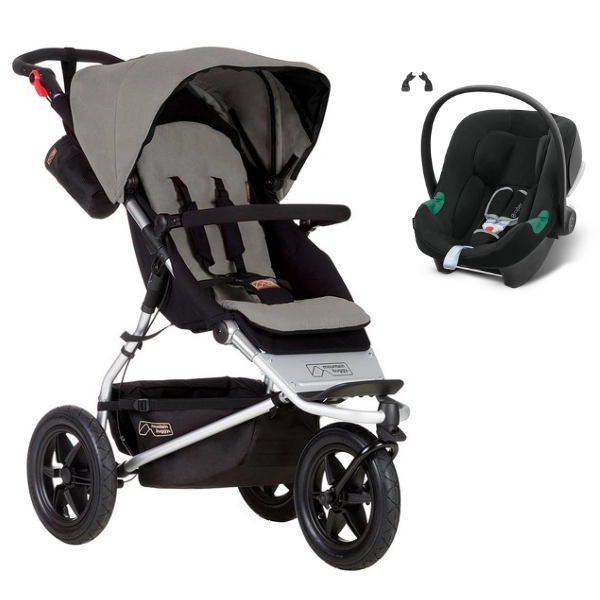 Poussette Mountain Buggy Urban Jungle - Silver + Coque Auto Cybex Aton B2 - Volcano Black