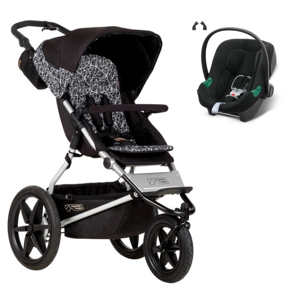 Poussette Mountain Buggy Terrain - Graphite + Coque Auto Cybex Aton B2 - Volcano Black