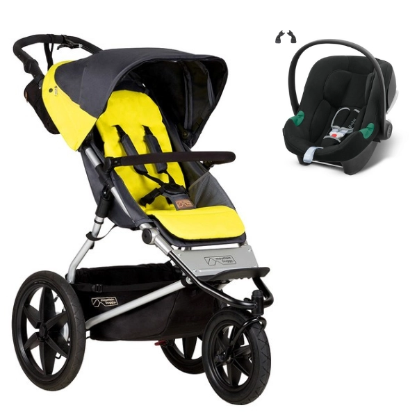 Poussette Mountain Buggy Terrain - Solus + Coque Auto Cybex Aton B2 - Volcano Black