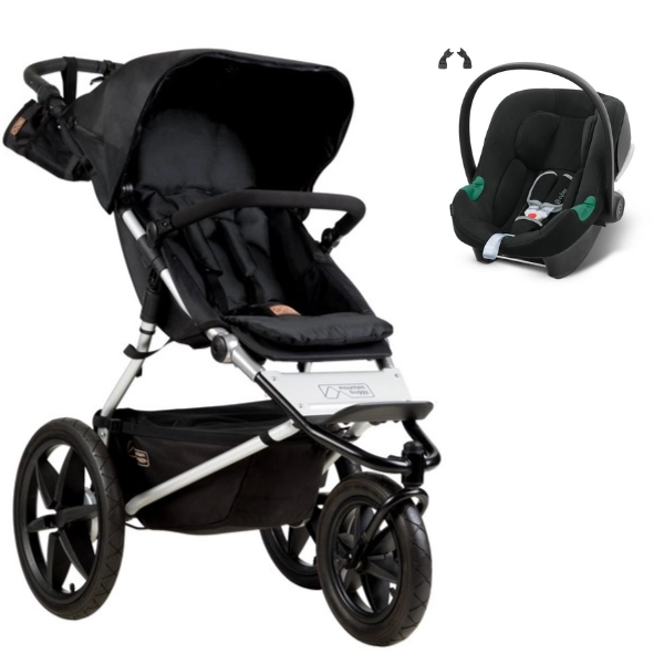 Poussette Mountain Buggy Terrain - Onyx + Coque Auto Cybex Aton B2 - Volcano Black