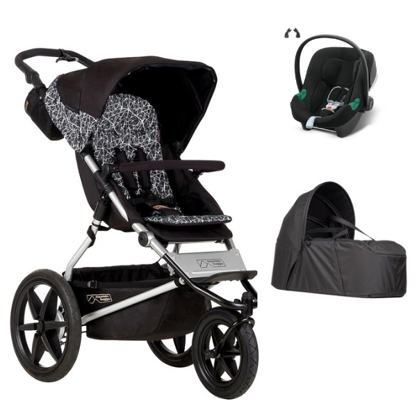 Poussette Mountain Buggy Terrain - Graphite + Cocoon V2 + Coque Auto Cybex Aton B2 - Volcano Black