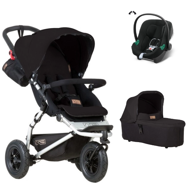 Poussette Mountain Buggy Swift + Nacelle Plus - Black + Coque Auto Cybex Aton B2 - Volcano Black