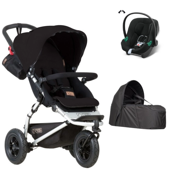 Poussette Mountain Buggy Swift - Black + Cocoon V2 + Coque Auto Cybex Aton B2 - Volcano Black