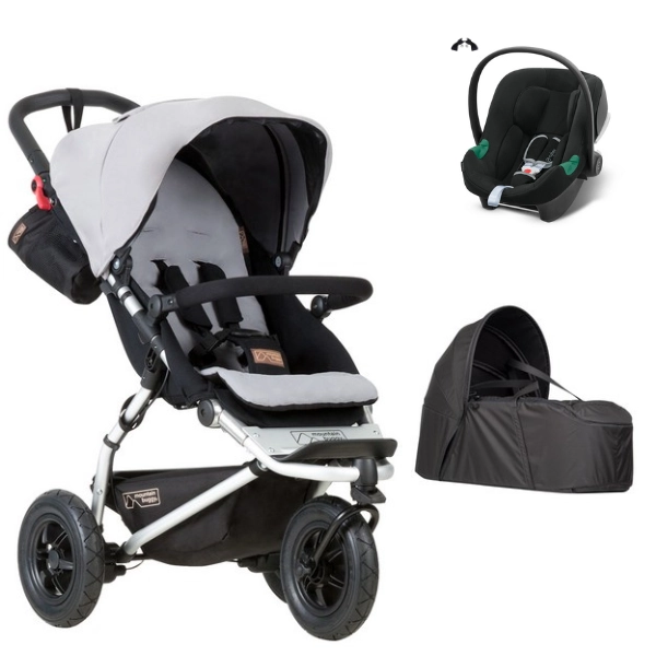 Poussette Mountain Buggy Swift - Silver + Cocoon V2 + Coque Auto Cybex Aton B2 - Volcano Black