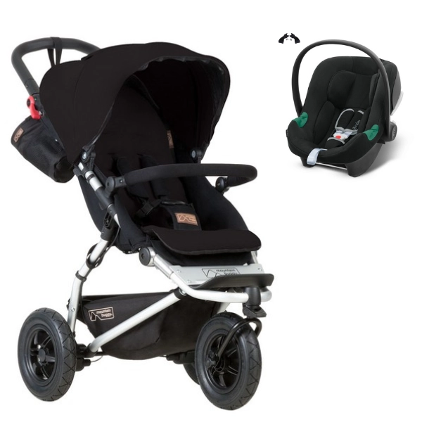 Poussette Mountain Buggy Swift - Black + Coque Auto Cybex Aton B2 - Volcano Black