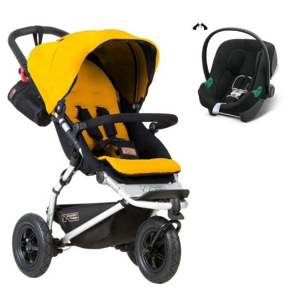 Poussette Mountain Buggy Swift - Gold + Coque Auto Cybex Aton B2 - Volcano Black