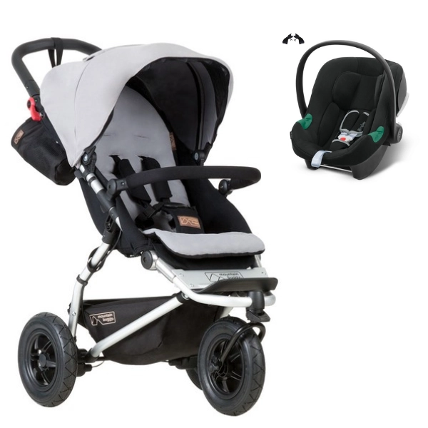 Poussette Mountain Buggy Swift - Silver + Coque Auto Cybex Aton B2 - Volcano Black