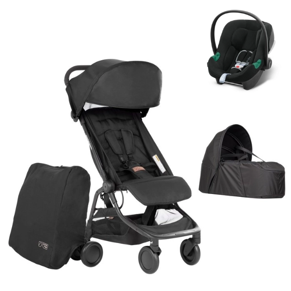 Poussette Mountain Buggy Nano V3 - Black + Cocoon V2 + Coque Auto Cybex Aton B2 - Volcano Black