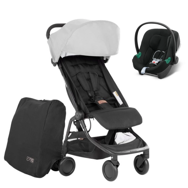 Poussette Mountain Buggy Nano V3 - Silver + Coque Auto Cybex Aton B2 - Volcano Black