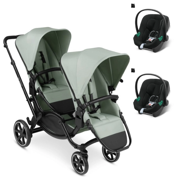 Poussette Double ABC Design Zoom - Pine + 2 Coques Auto Cybex Aton B2 - Volcano Black