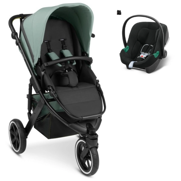 Poussette ABC Design Salsa Run - Aqua + Coque Auto Cybex Aton B2 - Volcano Black