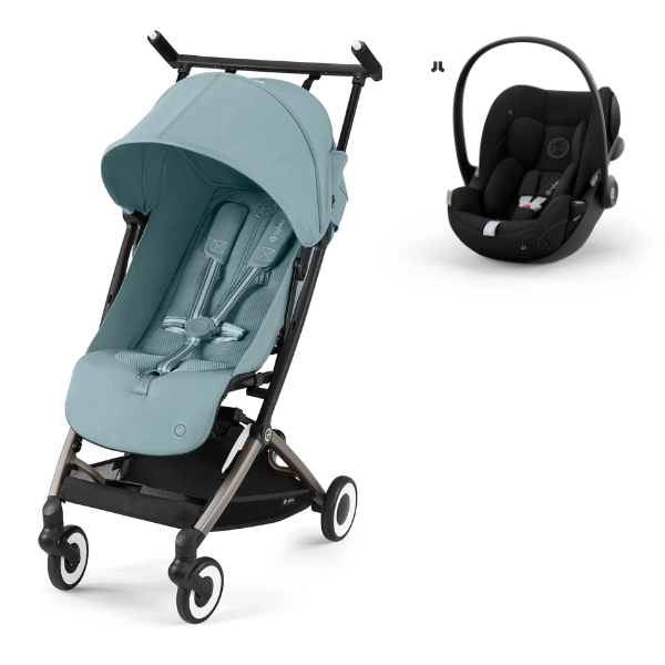 Poussette Cybex Libelle - Châssis Taupe/ Stormy Blue + Coque Auto Cloud G i-Size - Moon Black