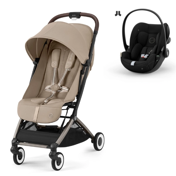 Poussette Cybex Orfeo - Châssis Taupe/ Almond Beige + Coque Auto Cloud G i-Size - Moon Black