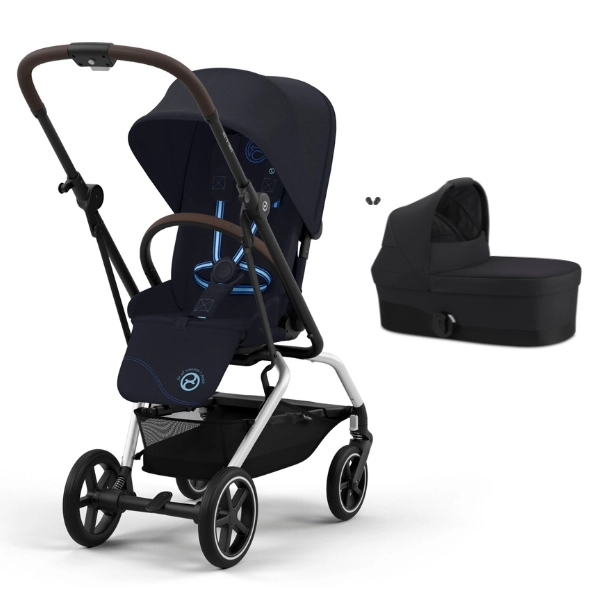 Poussette Cybex Eezy S Twist PLUS 2 - Châssis Silver/ Dark Navy Blue + Nacelle S - Moon Black