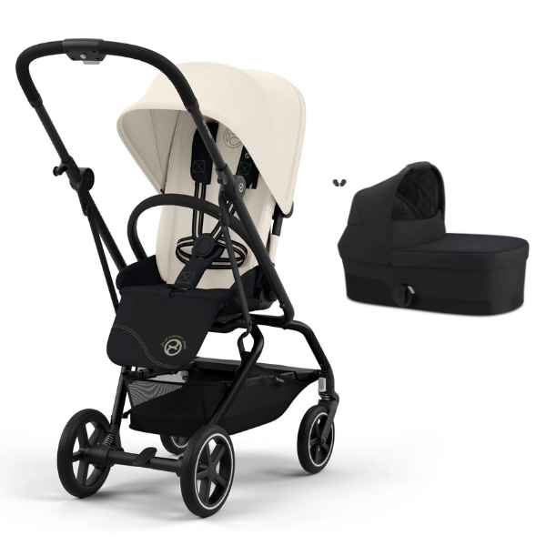 Poussette Cybex Eezy S Twist PLUS 2 - Châssis Black/ Canvas White + Nacelle S - Moon Black