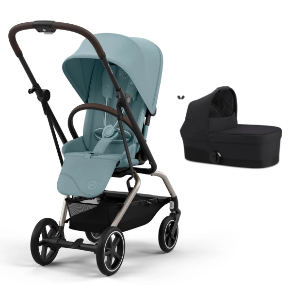 Poussette Cybex Eezy S Twist PLUS 2 - Châssis Taupe/ Stormy Blue + Nacelle S - Moon Black