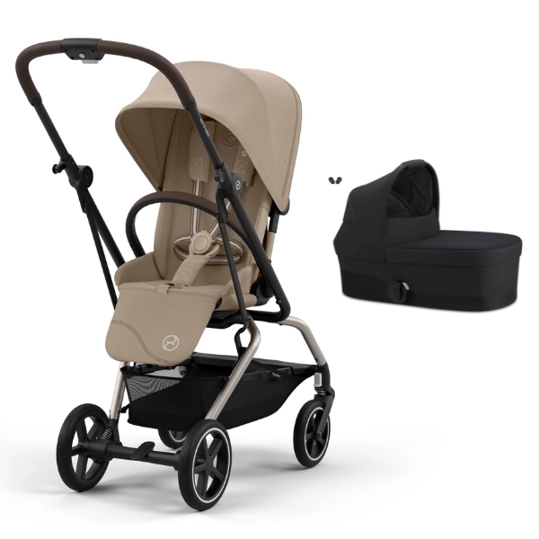 Poussette Cybex Eezy S Twist PLUS 2 - Châssis Taupe/ Almond Beige + Nacelle S - Moon Black