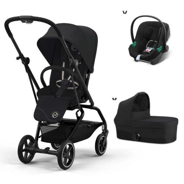 Poussette Cybex Eezy S Twist PLUS 2 - Châssis Black/ Magic Black + Nacelle S - Moon Black + Coque Auto Aton B2 - Volcano Black